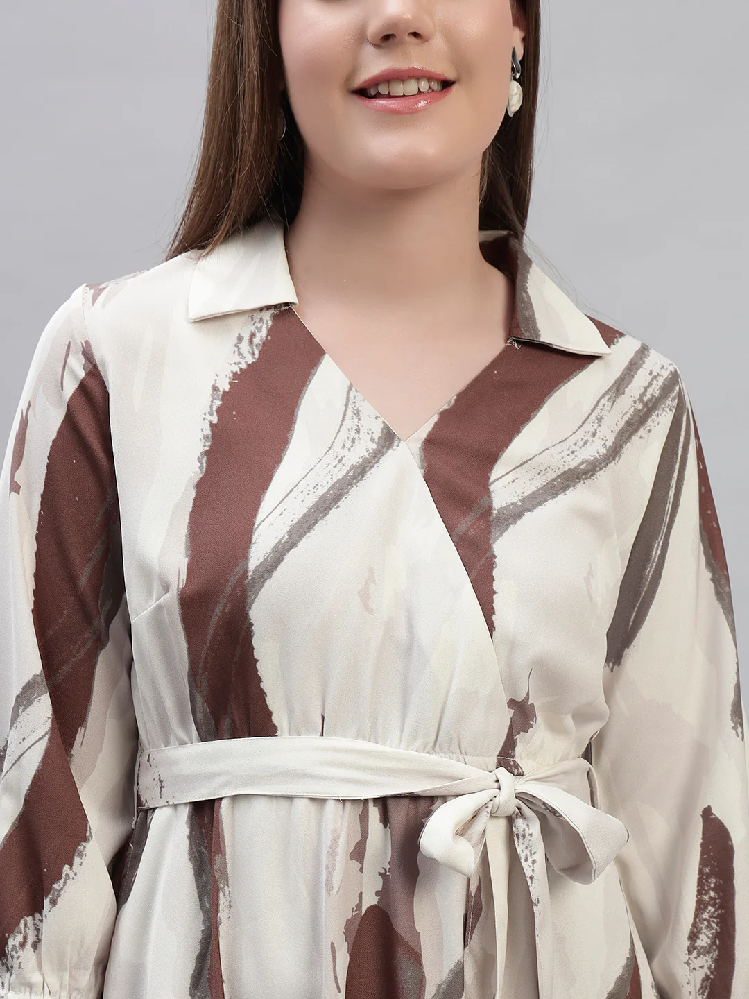 Women's Printed Multi 3/4th Sleeves V-Neck Casual Dress - Image 6