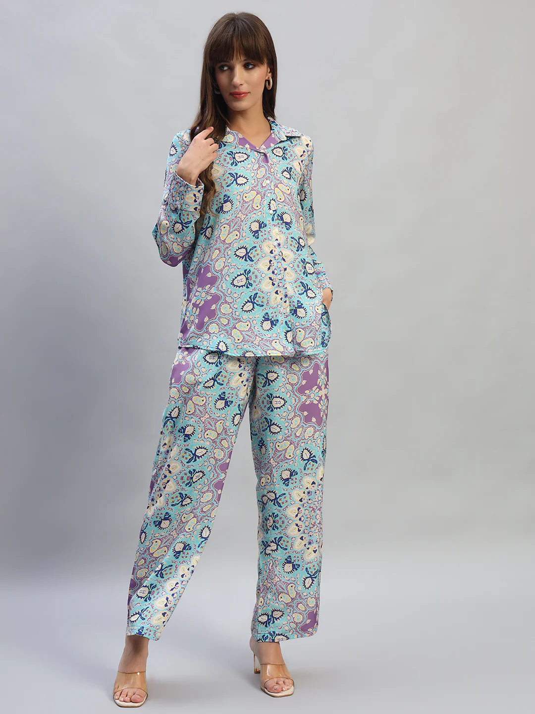 Women's Printed Multi Shirt Collar Full Sleeves Co-ord-Set - Image 2