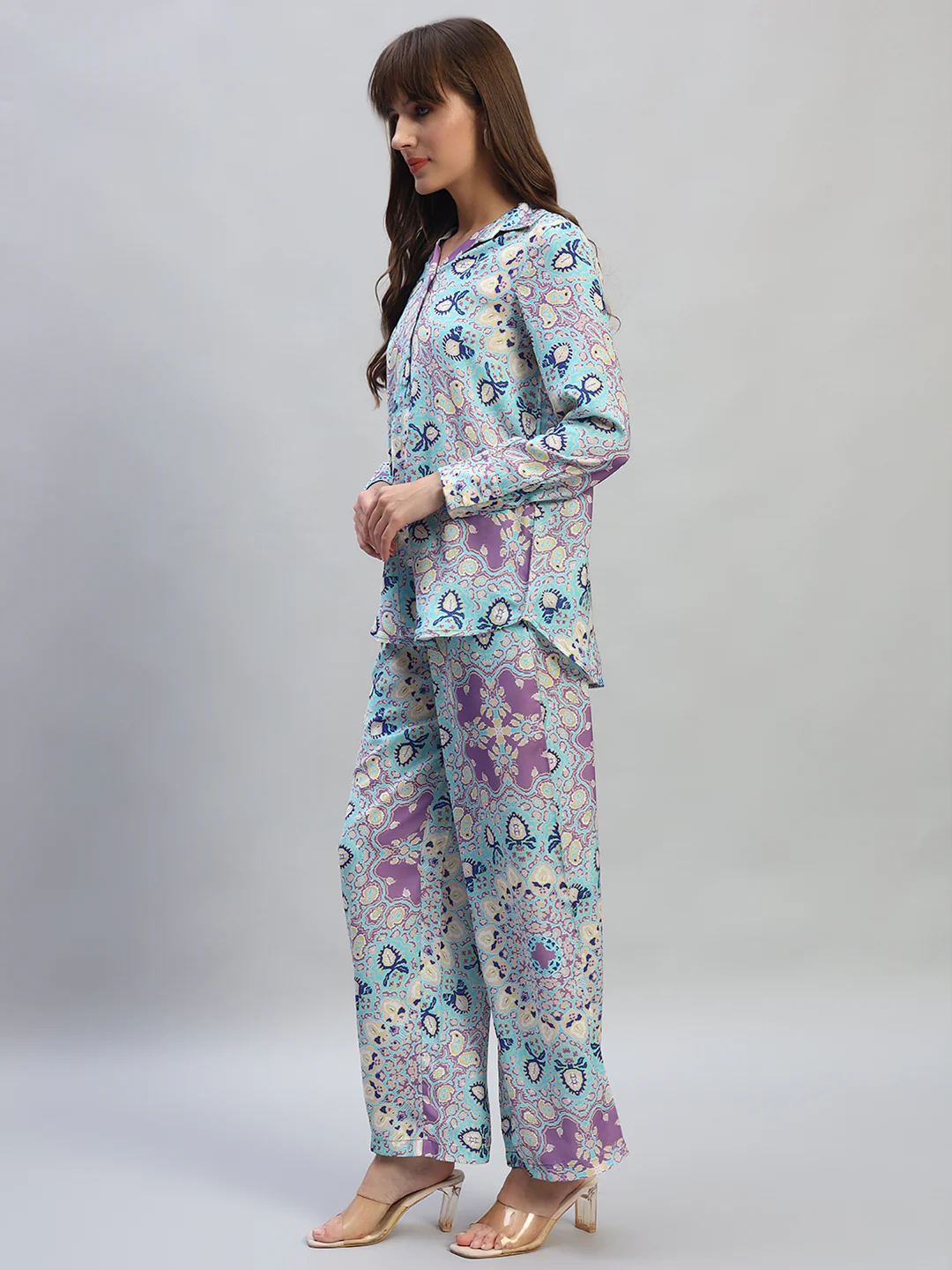 Women's Printed Multi Shirt Collar Full Sleeves Co-ord-Set - Image 3