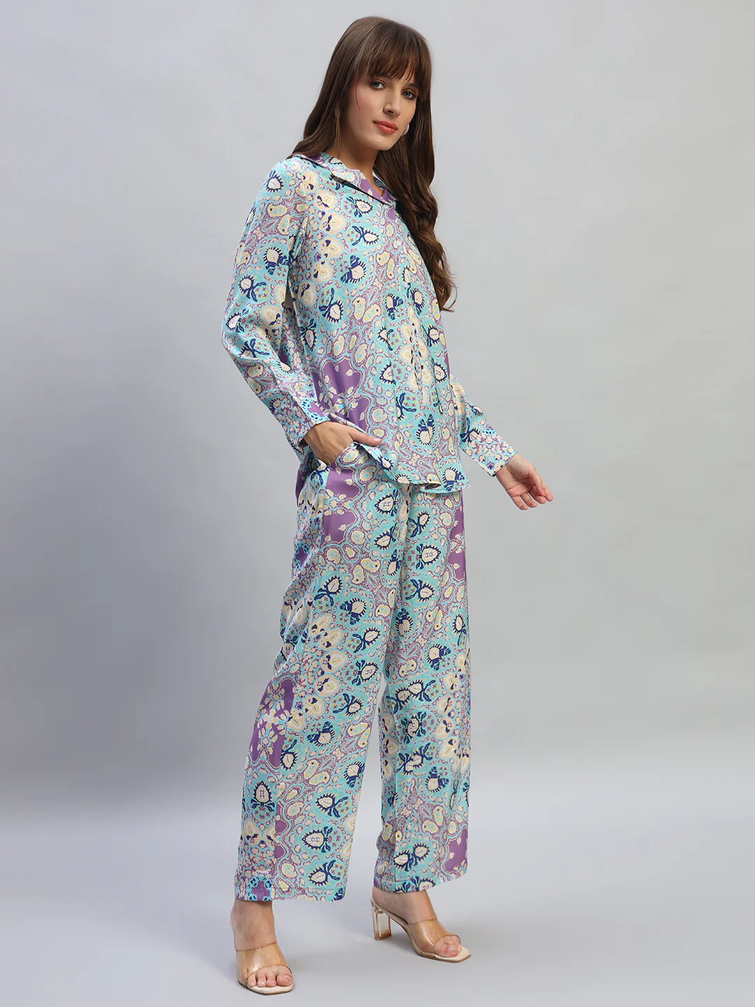 Women's Printed Multi Shirt Collar Full Sleeves Co-ord-Set - Image 5