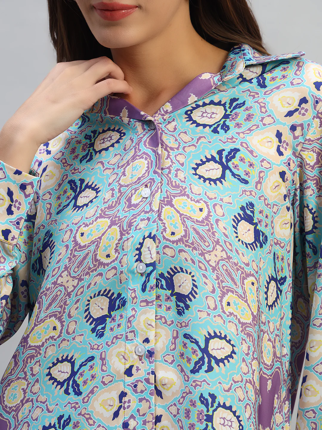 Women's Printed Multi Shirt Collar Full Sleeves Co-ord-Set - Image 6