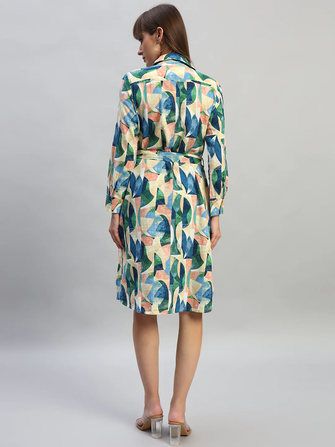 Women's Printed Multi V-Neck Full Sleeves Casual Dress - Image 4