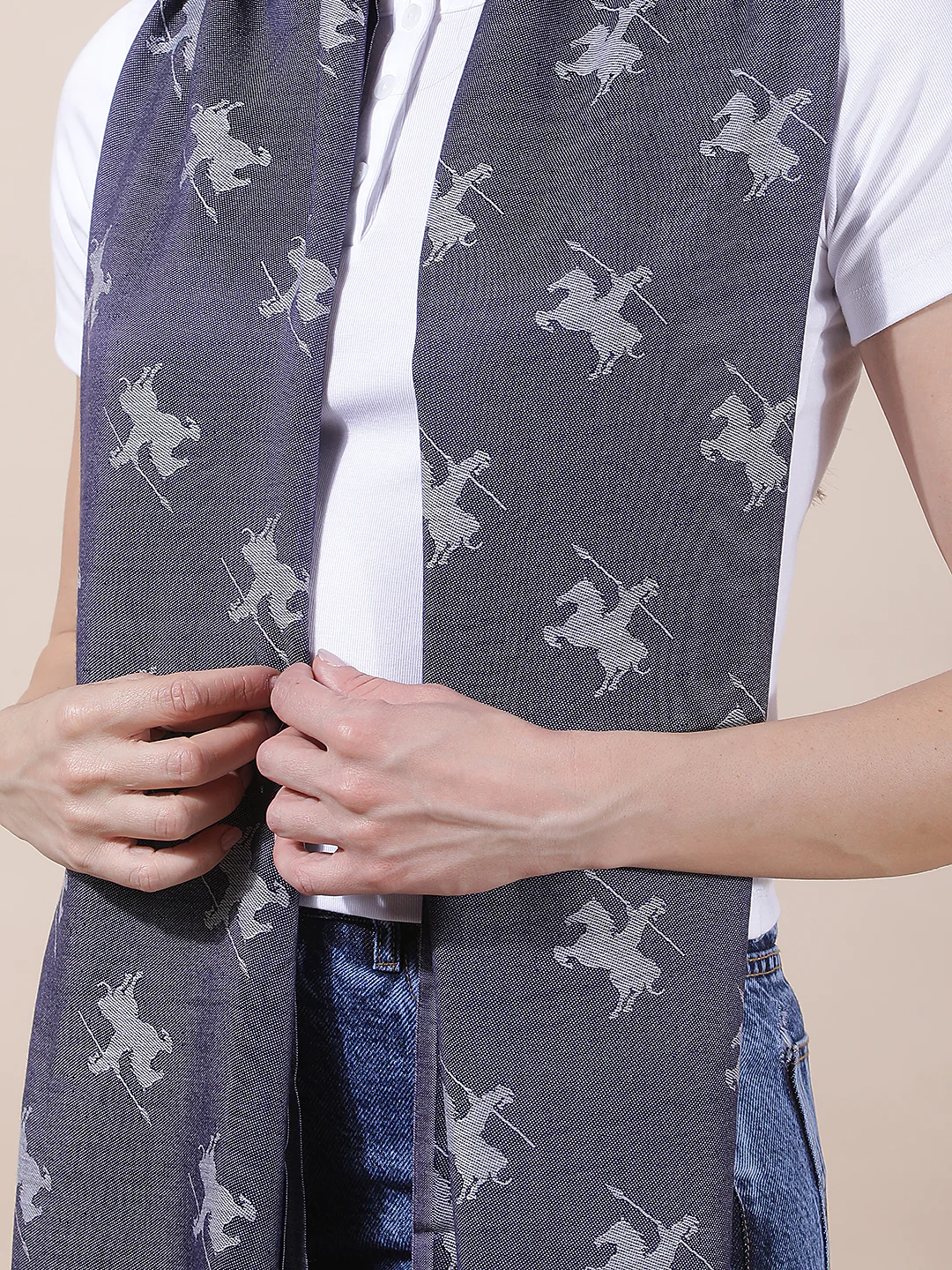 Women's Printed Navy Scarf - Image 2