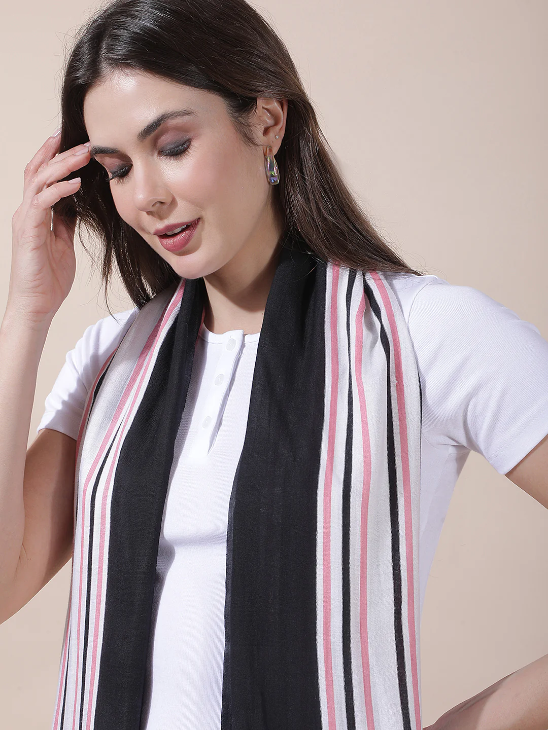 Women's Printed Pink Scarf - Image 4