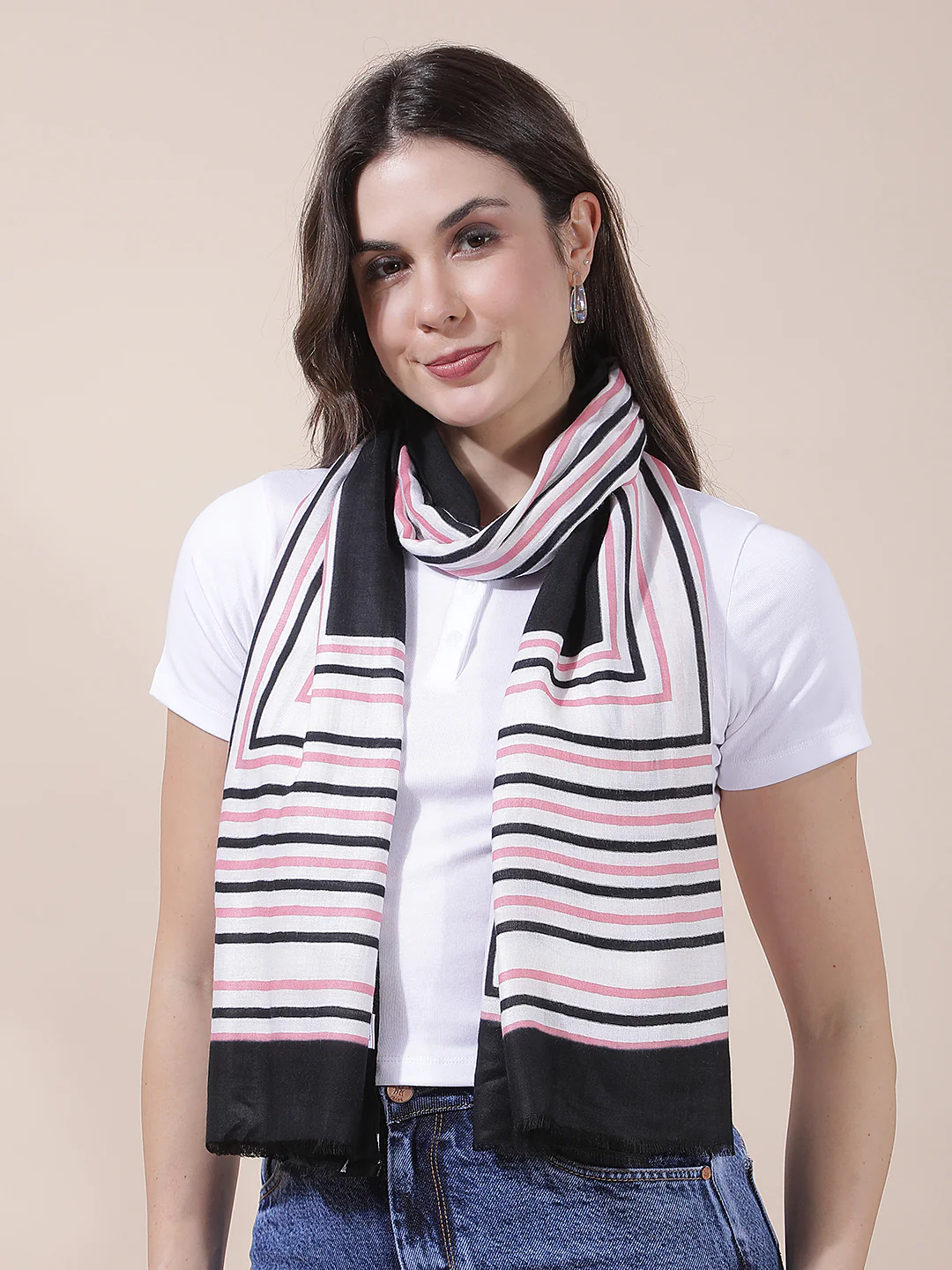 Women's Printed Pink Scarf - Image 5