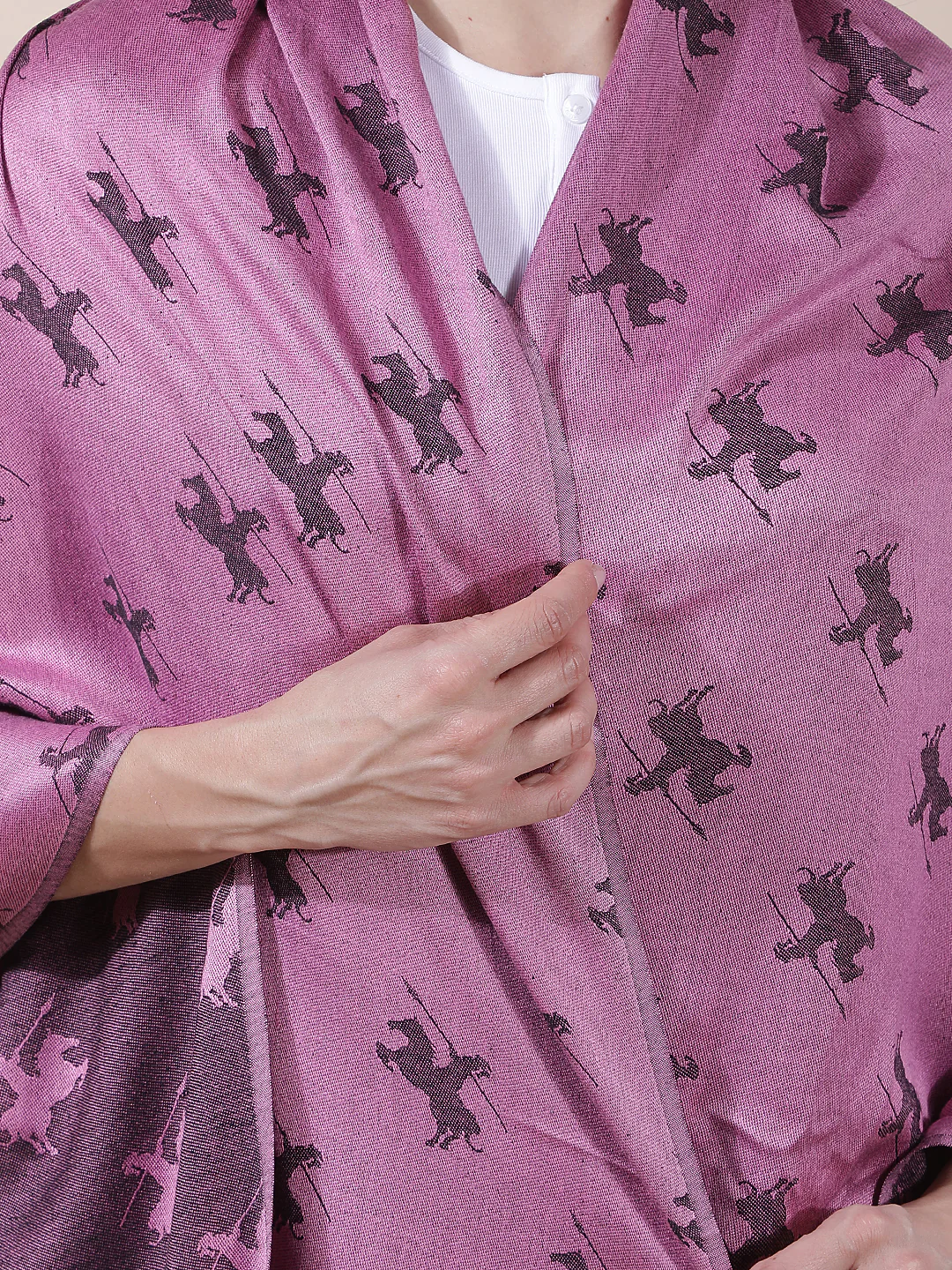 Women's Printed Pink Scarf - Image 2