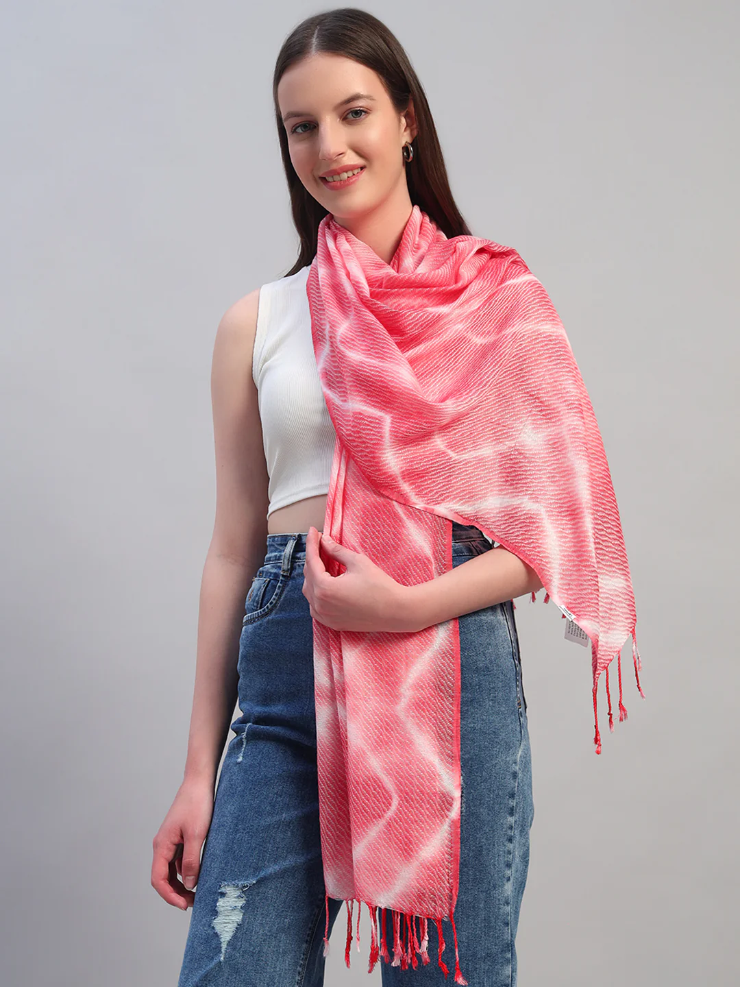 Women's Printed Pink Scarf - Image 2