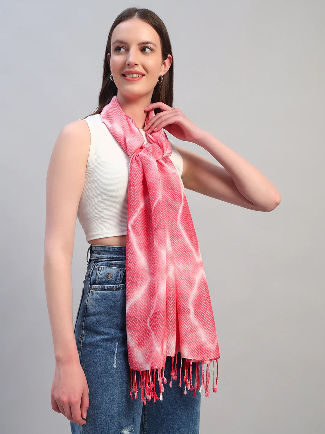 Women's Printed Pink Scarf - Image 4