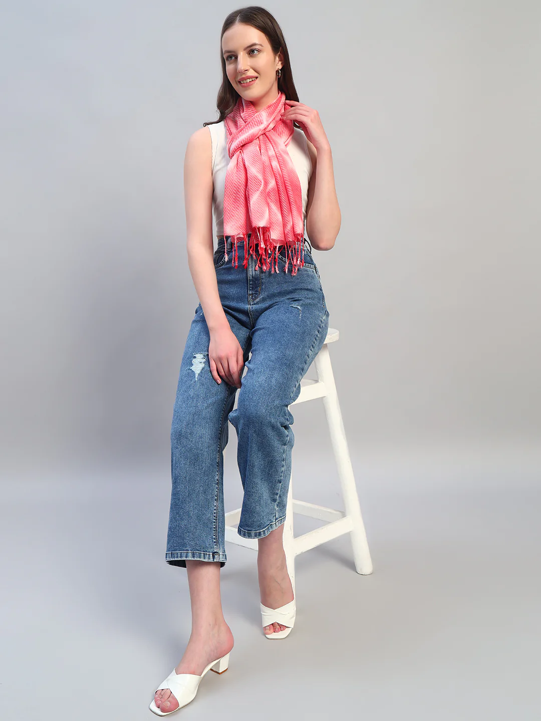 Women's Printed Pink Scarf - Image 5