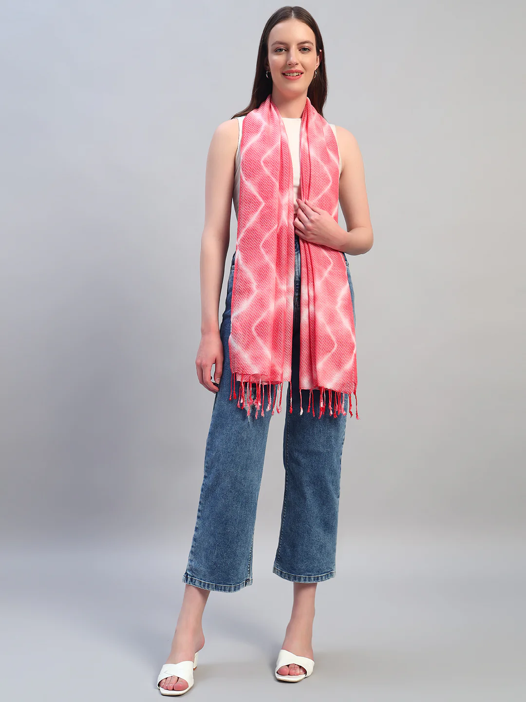 Women's Printed Pink Scarf - Image 6