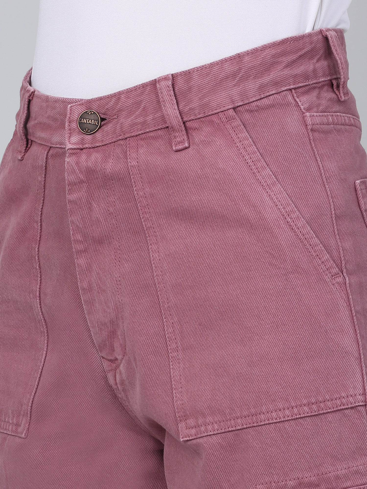 Women's Purple Solid Denim Wide Leg Cargo - Image 6