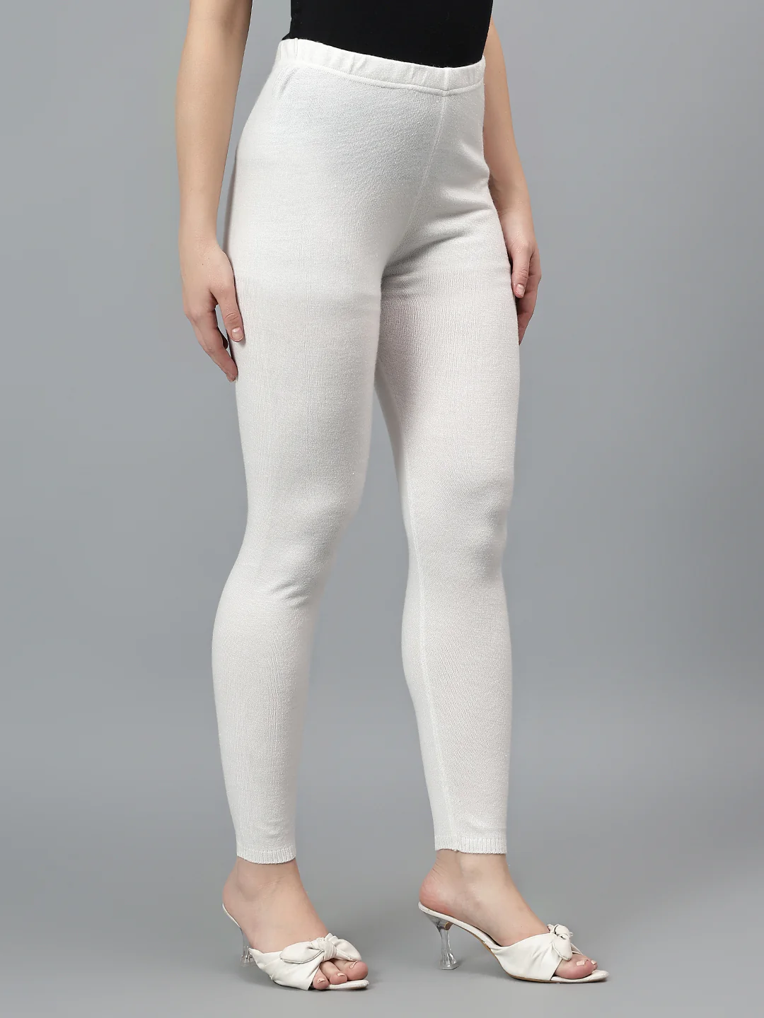 Women's Regular Fit Solid Off White Flat Front Mid Rise Kurti Pant - Image 4