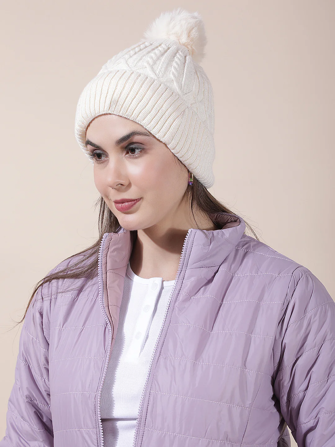 Women's Self Design Woolen Cap - Image 2