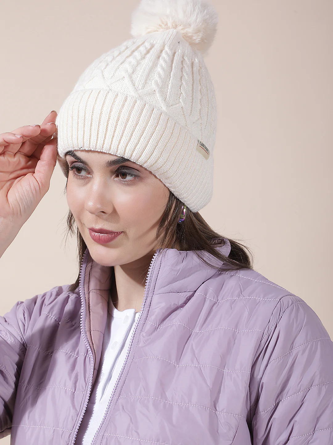 Women's Self Design Woolen Cap - Image 4