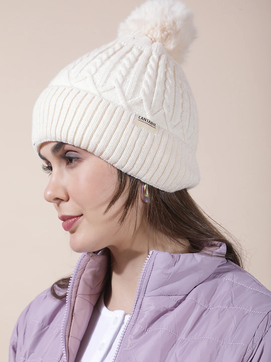 Women's Self Design Woolen Cap - Image 5