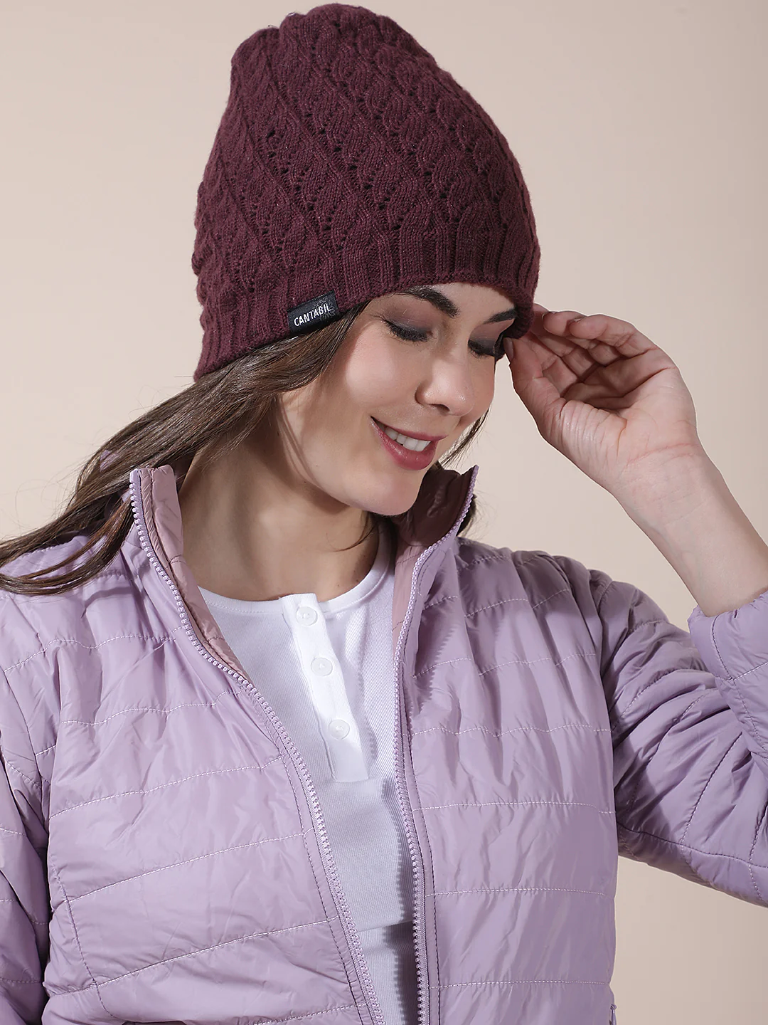 Women's Self Design Woolen Cap - Image 2