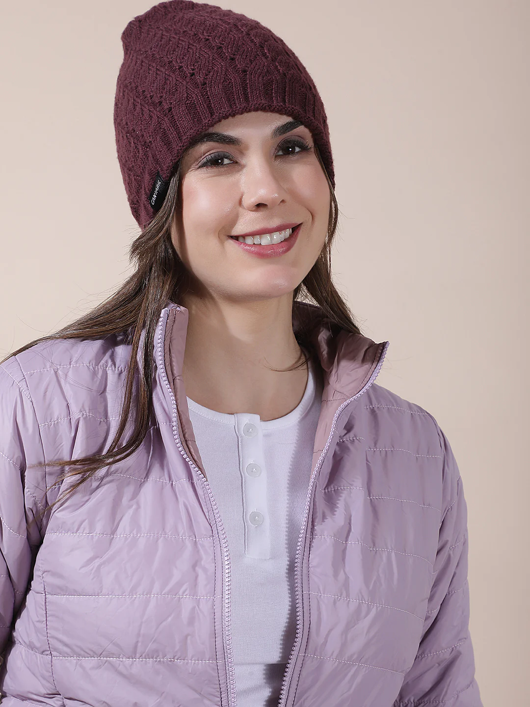 Women's Self Design Woolen Cap - Image 3