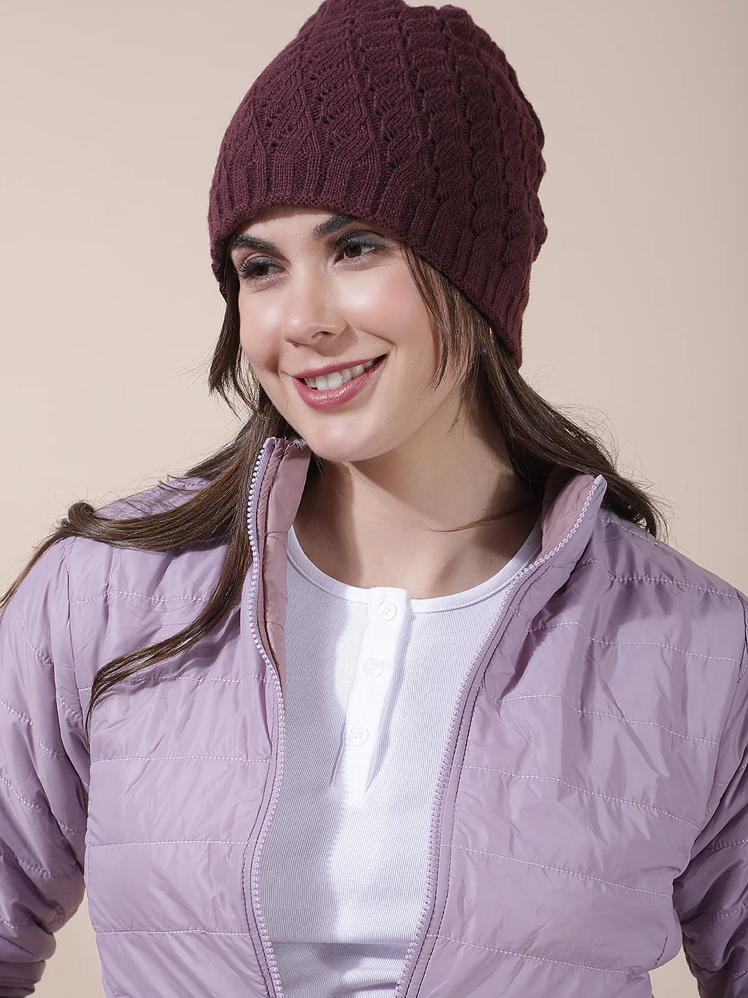 Women's Self Design Woolen Cap - Image 5