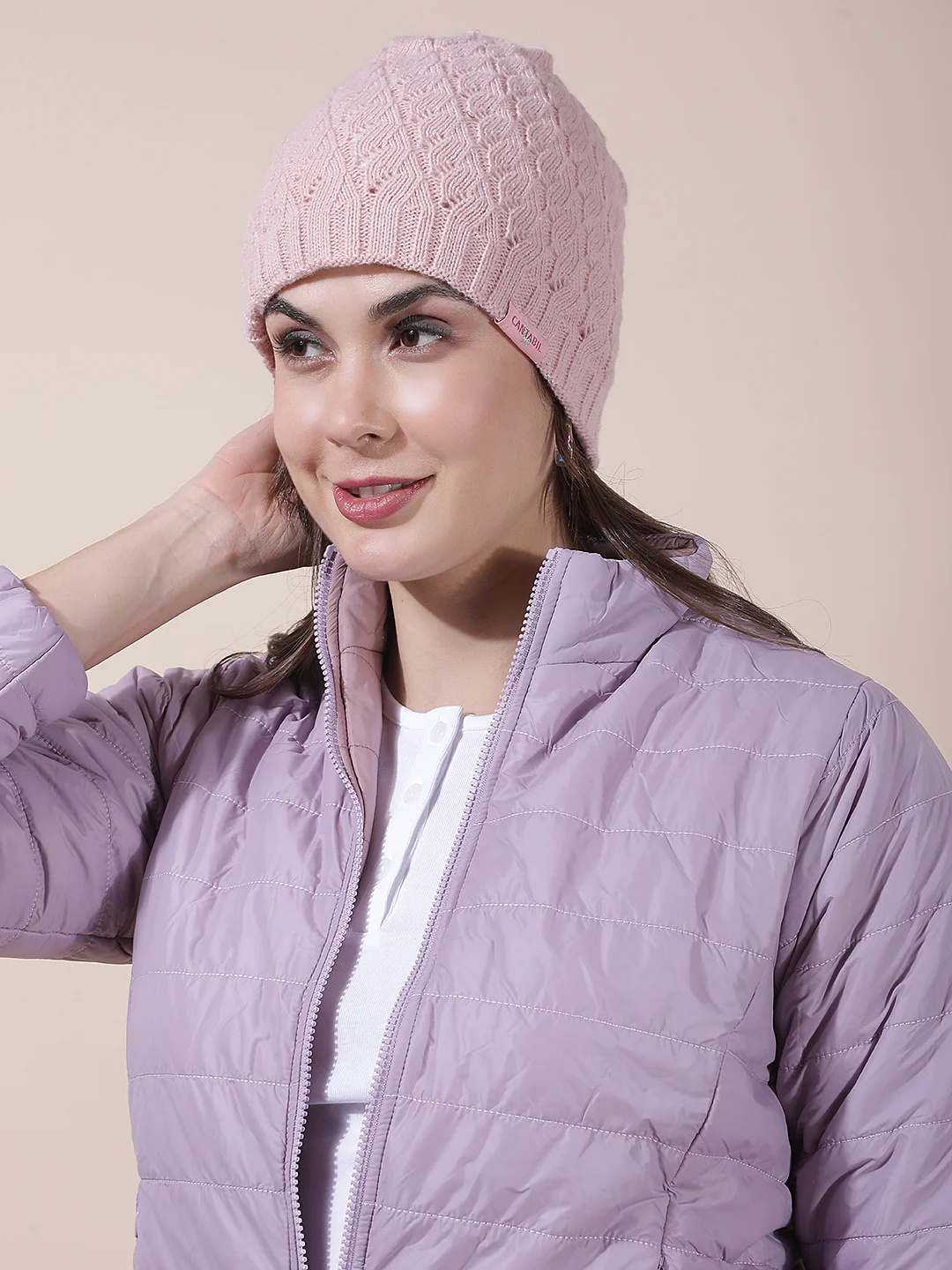 Women's Self Design Woolen Cap - Image 2