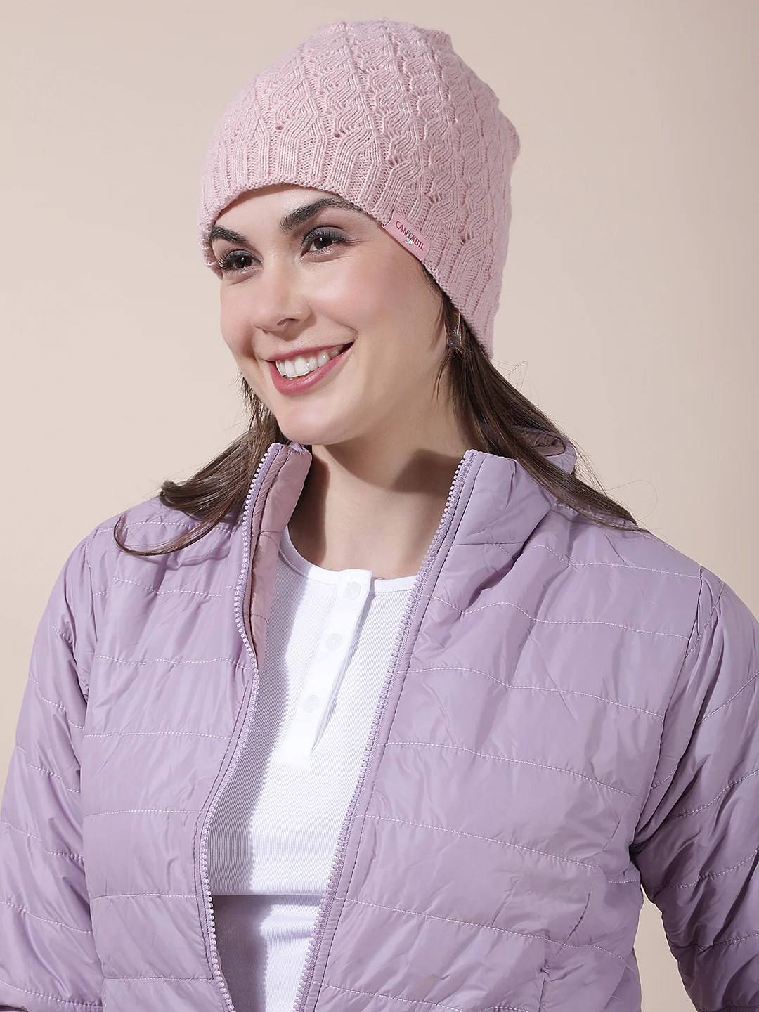 Women's Self Design Woolen Cap - Image 3