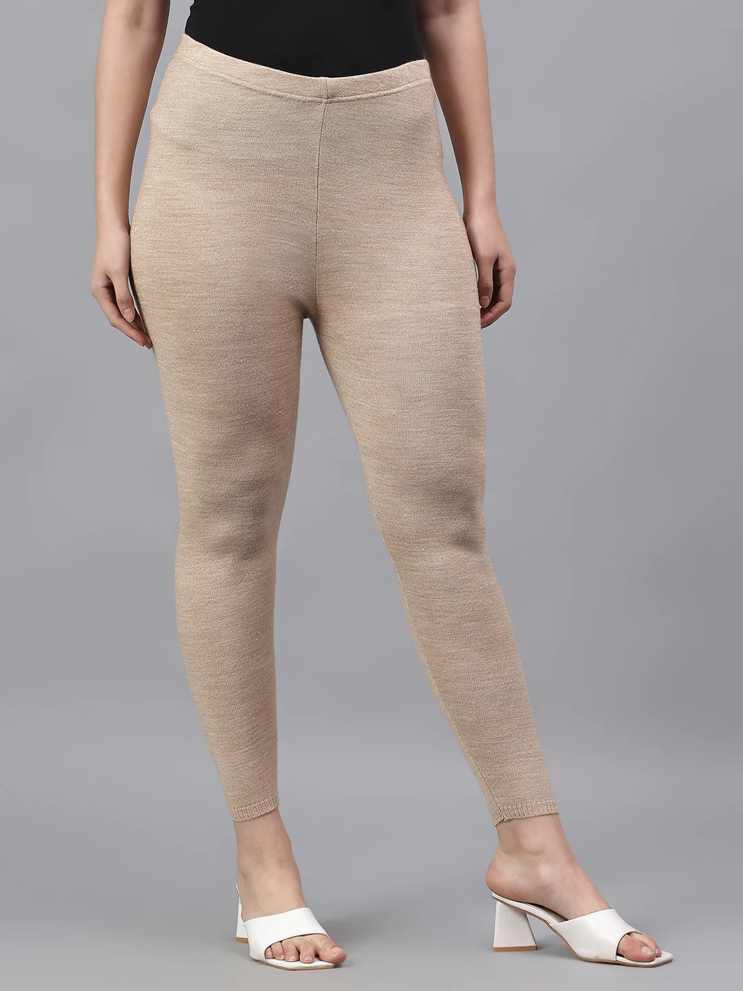 Women's Solid Beige Regular Fit Kurti Pant - Image 5