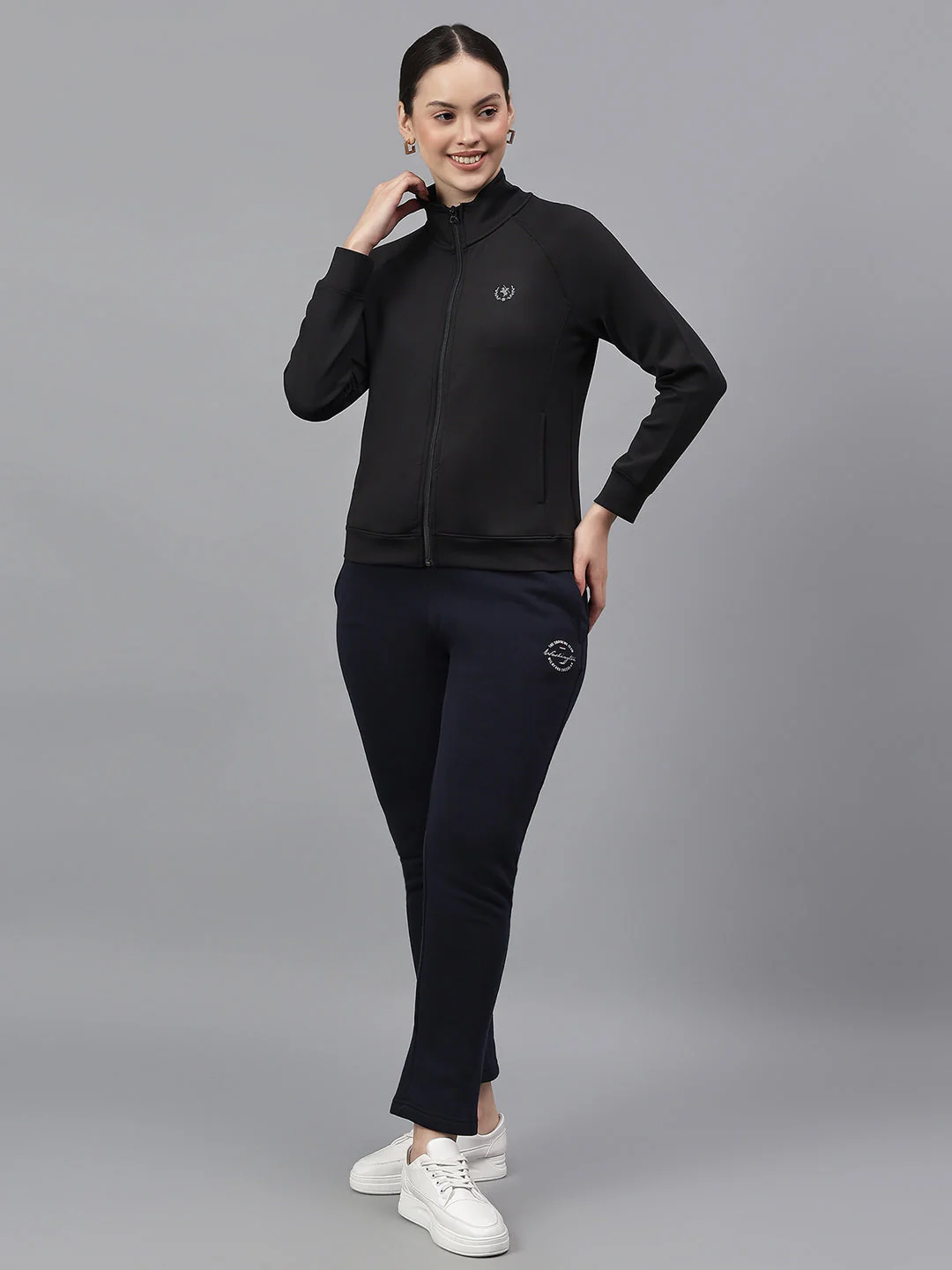 Women's Solid Black High Neck Full Sleeves Casual Jacket - Image 5