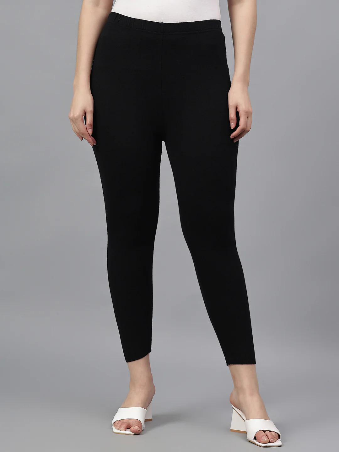 Women's Solid Black Regular Fit Kurti Pant - Image 2