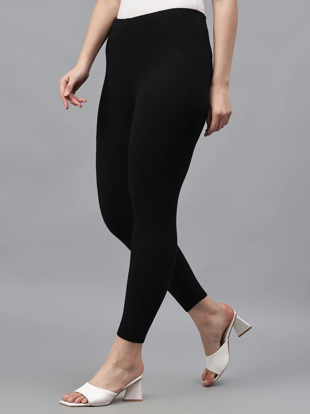 Women's Solid Black Regular Fit Kurti Pant - Image 3