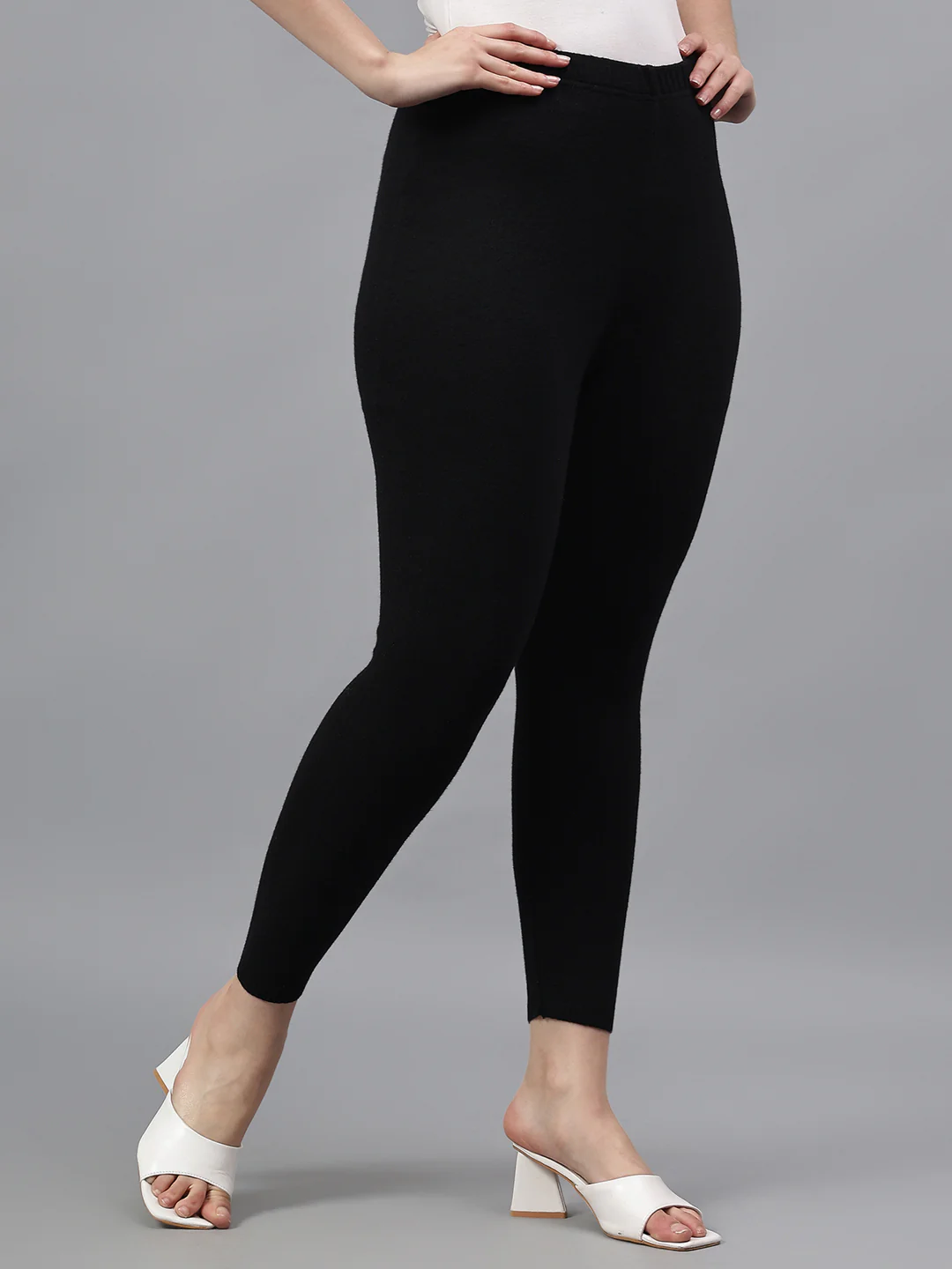 Women's Solid Black Regular Fit Kurti Pant - Image 4