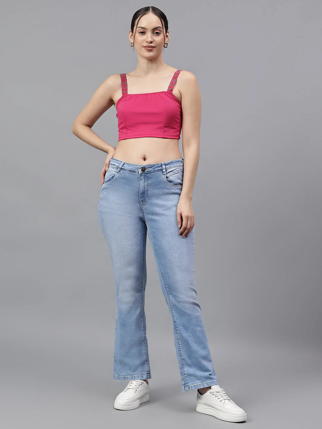 Women's Solid Blue Regular Fit Casual Jeans - Image 6
