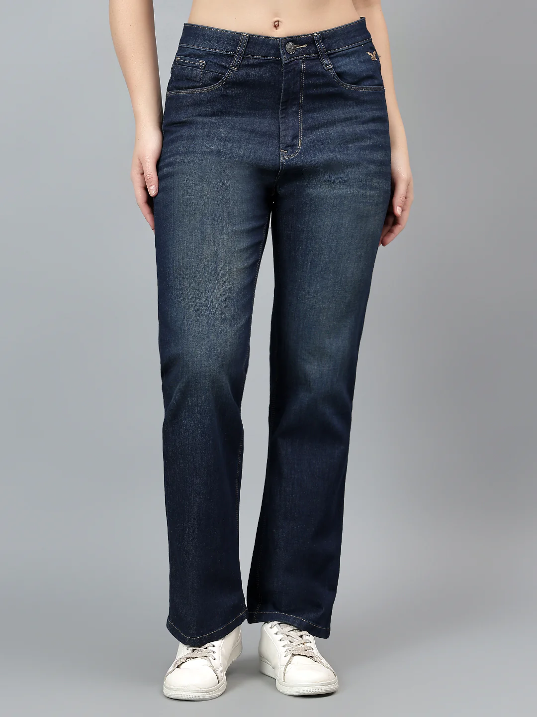 Women's Solid Blue Stretchable Jeans - Image 2