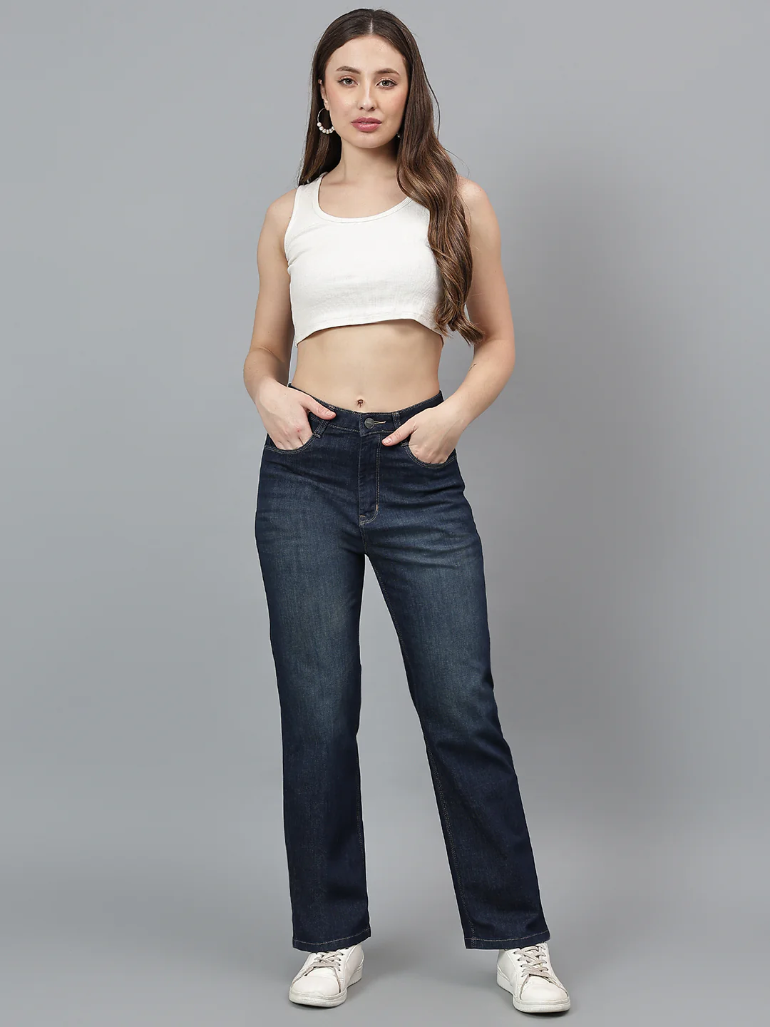 Women's Solid Blue Stretchable Jeans - Image 7