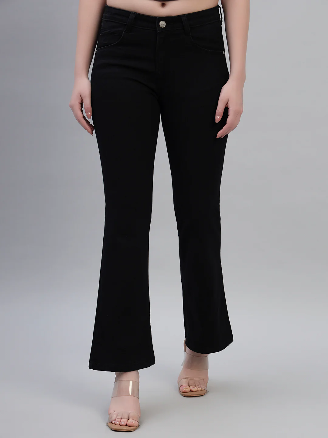 Women's Solid Denim Black Full Length Regualr Fit Casual Jeans - Image 3