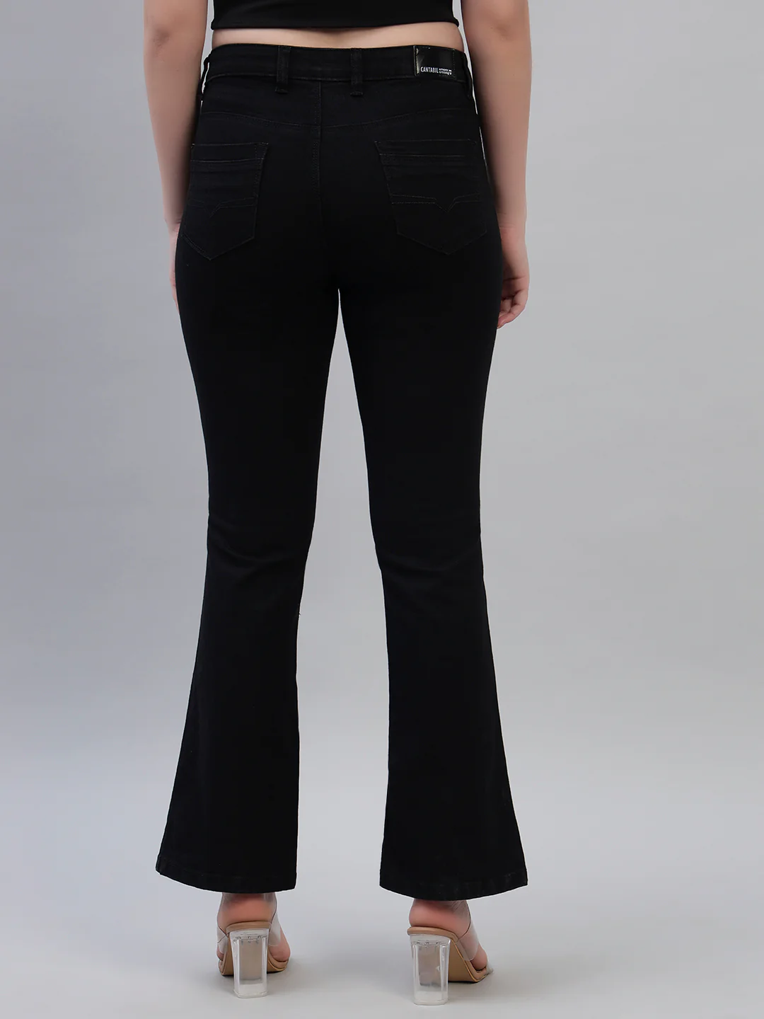 Women's Solid Denim Black Full Length Regualr Fit Casual Jeans - Image 8