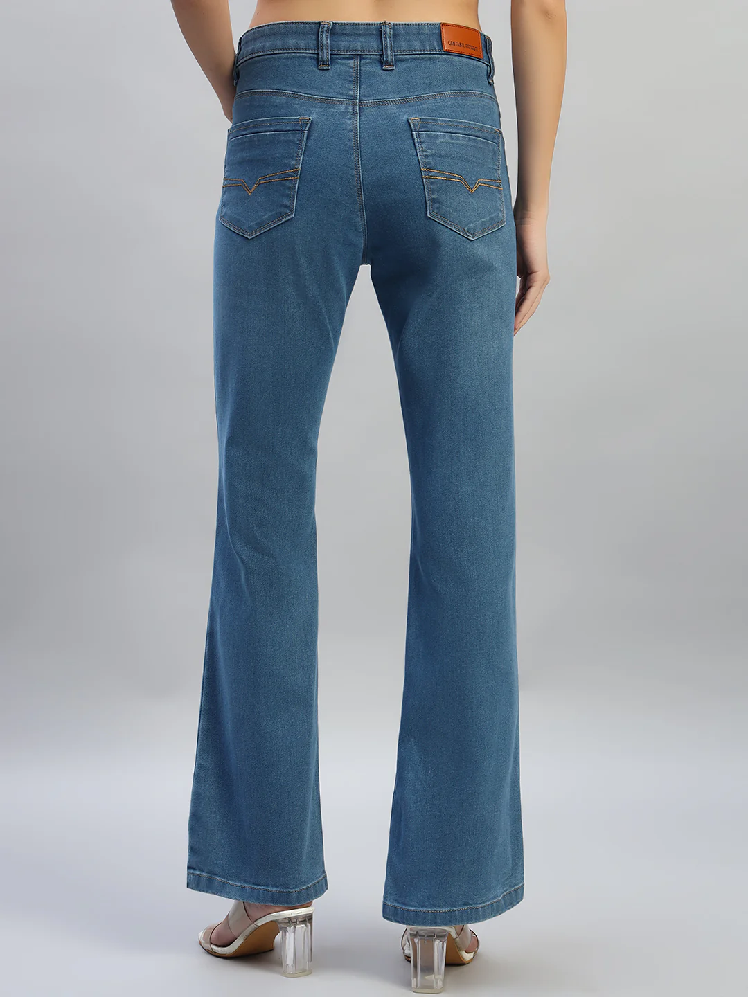 Women's Solid Denim Blue Full Length Regualr Fit Casual Jeans - Image 4