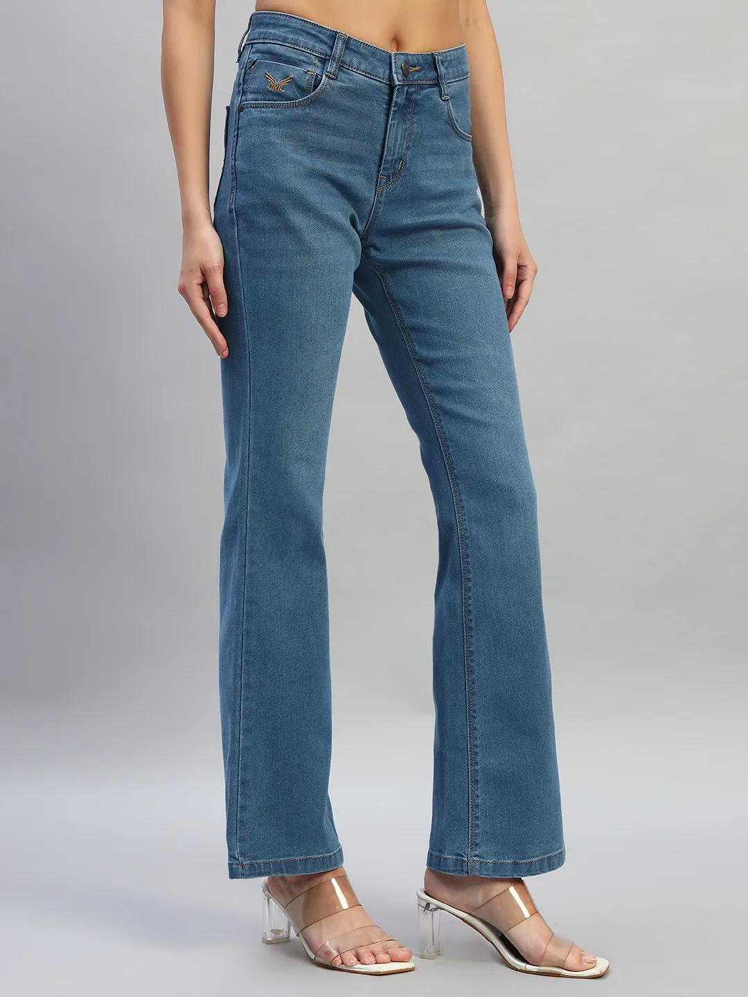 Women's Solid Denim Blue Full Length Regualr Fit Casual Jeans - Image 5