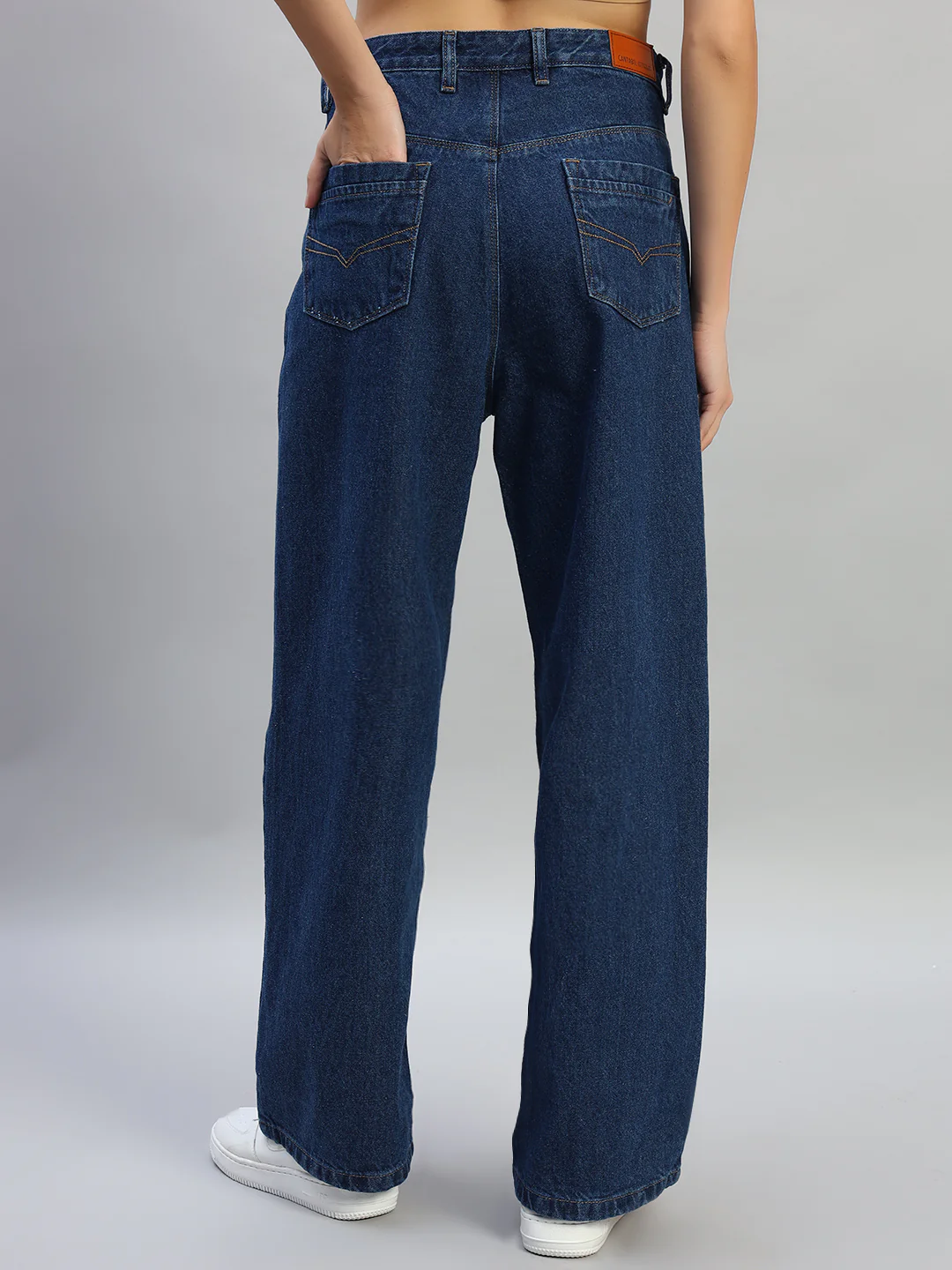 Women's Solid Denim Blue Full Length Regualr Fit Casual Jeans - Image 5