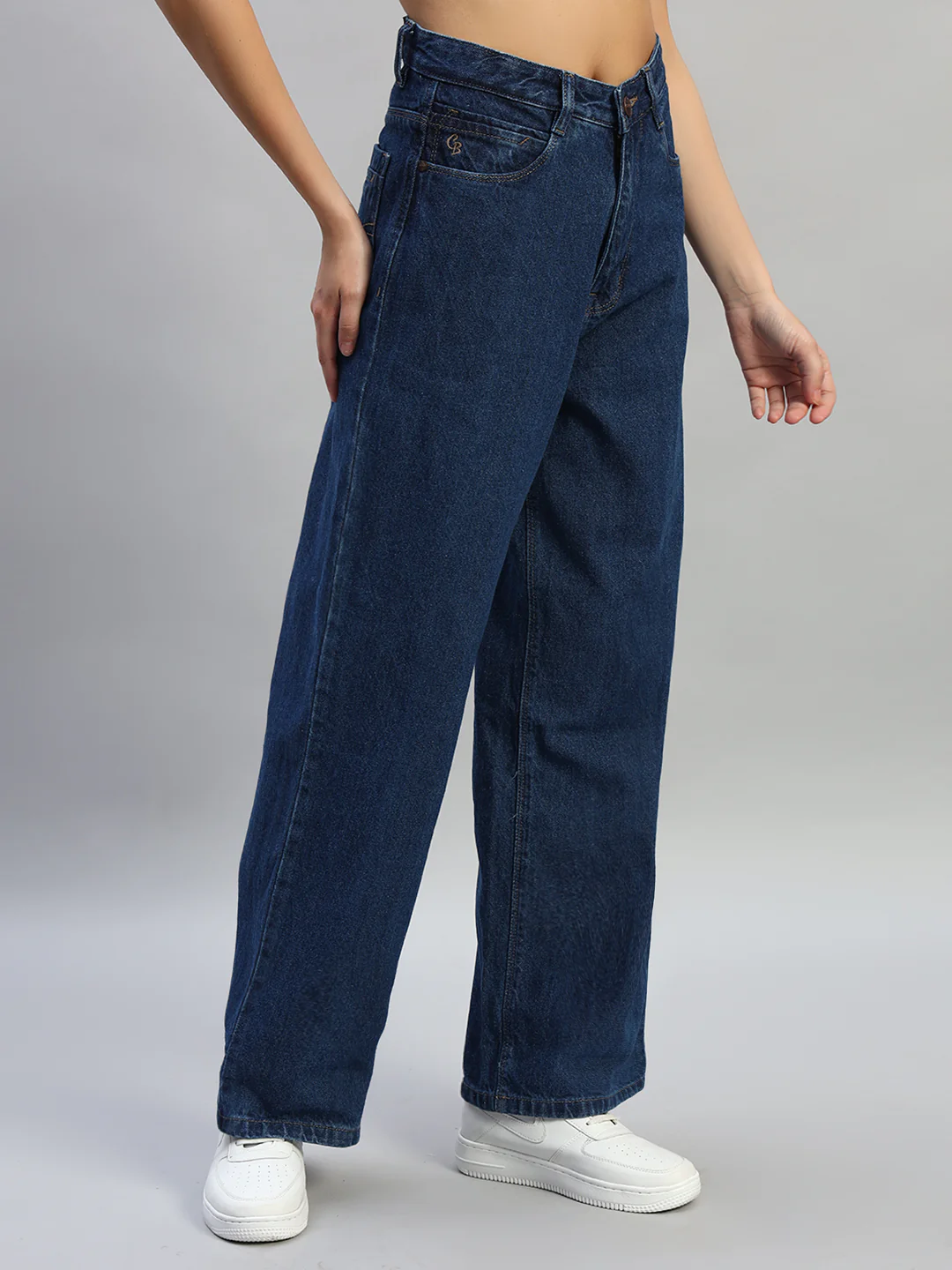 Women's Solid Denim Blue Full Length Regualr Fit Casual Jeans - Image 6