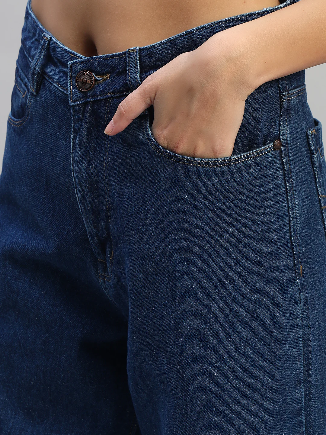 Women's Solid Denim Blue Full Length Regualr Fit Casual Jeans - Image 7