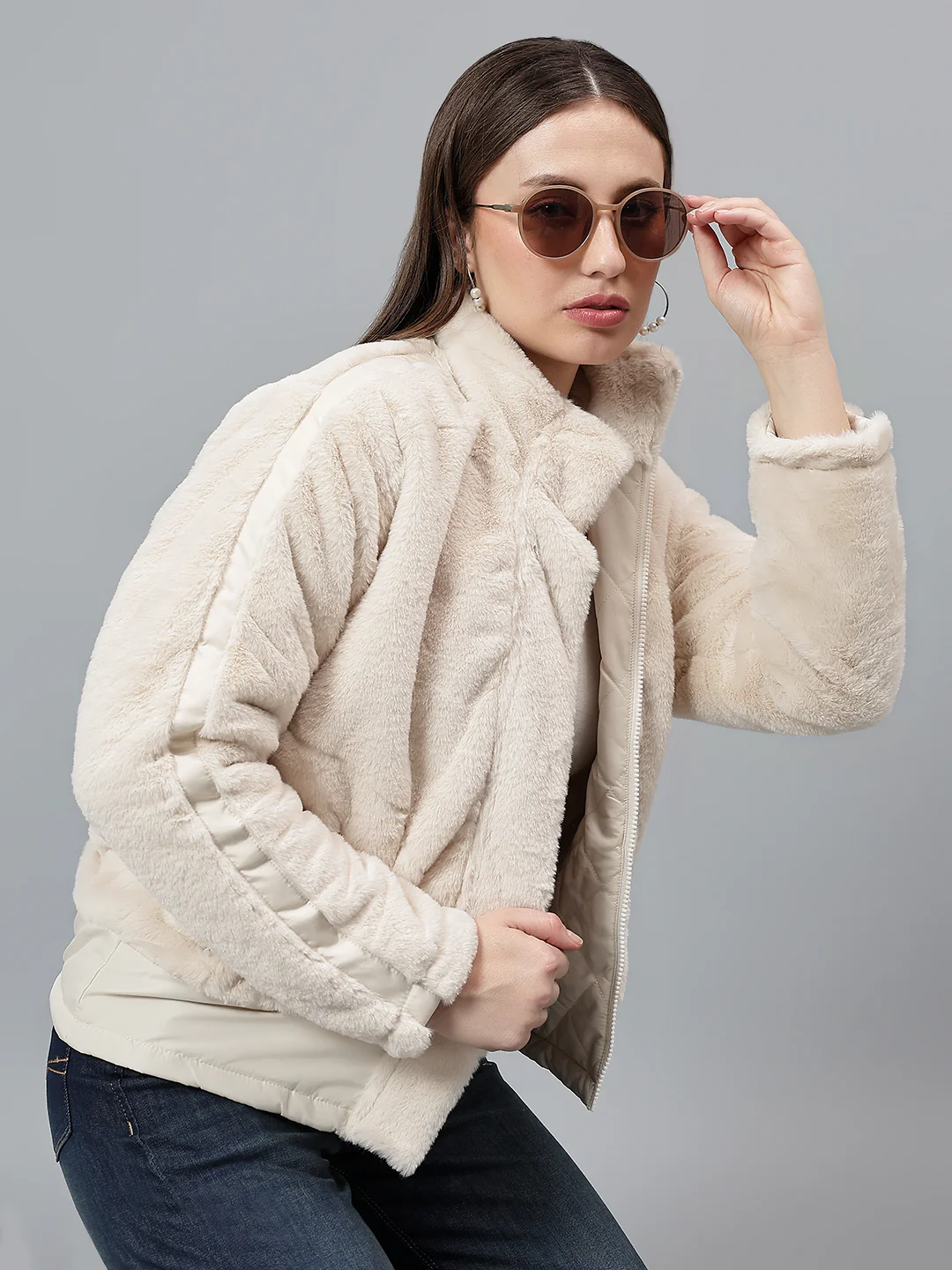 Women's Solid Ivory Jacket - Image 3