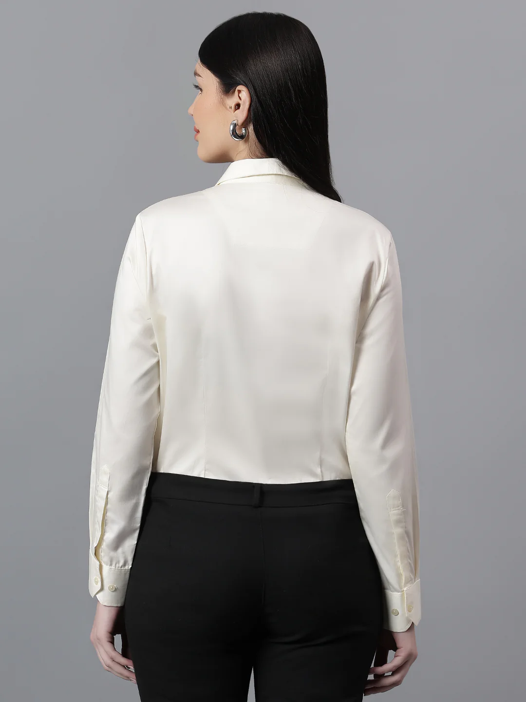 Women Off-White Formal Shirt | Cantabil - Image 4