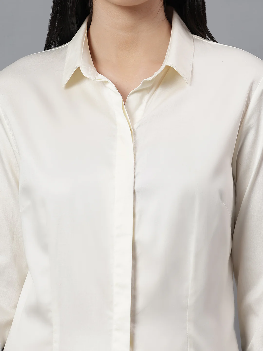 Women Off-White Formal Shirt | Cantabil - Image 5