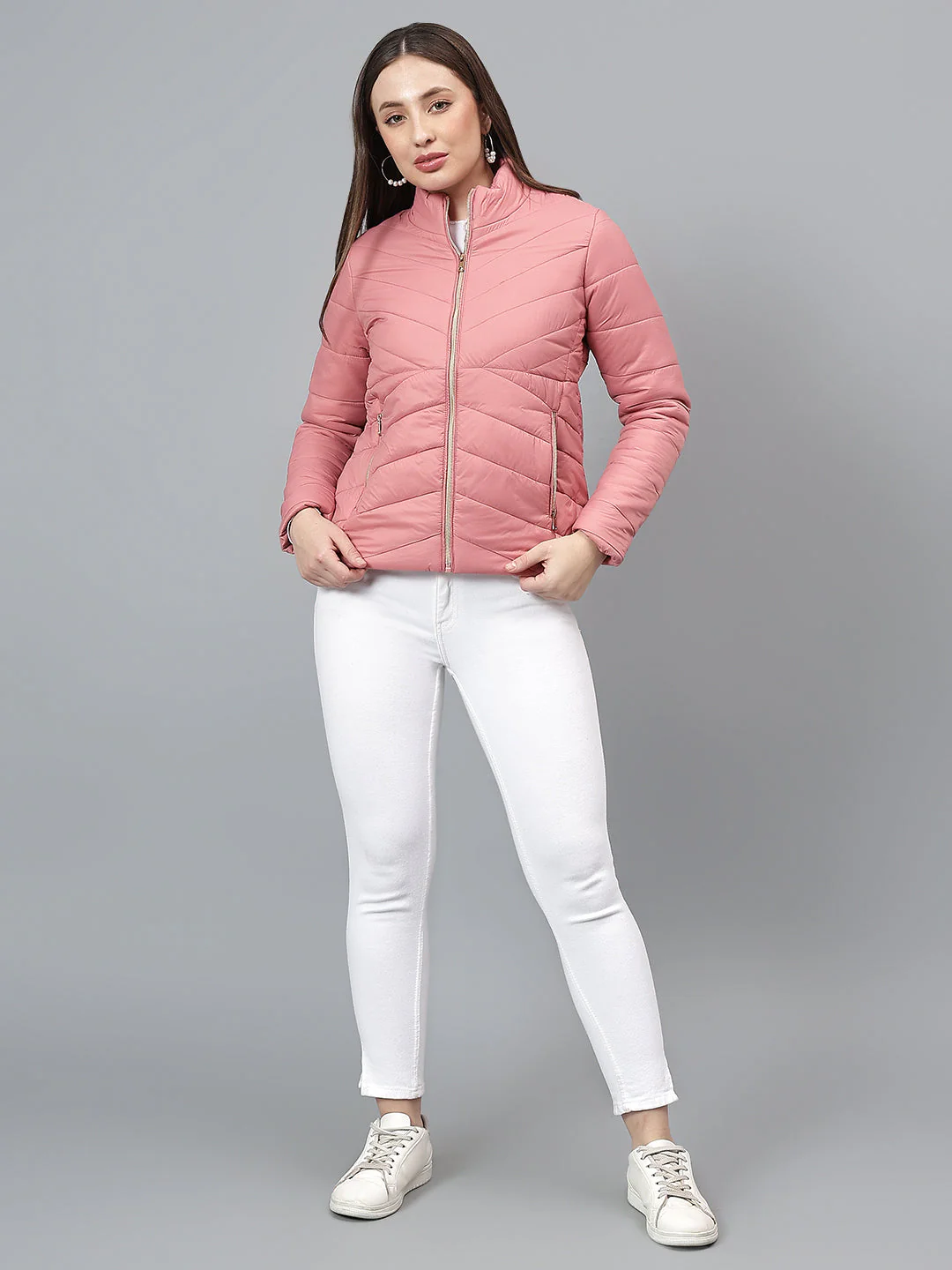 Women's Solid Pink Jacket - Image 5