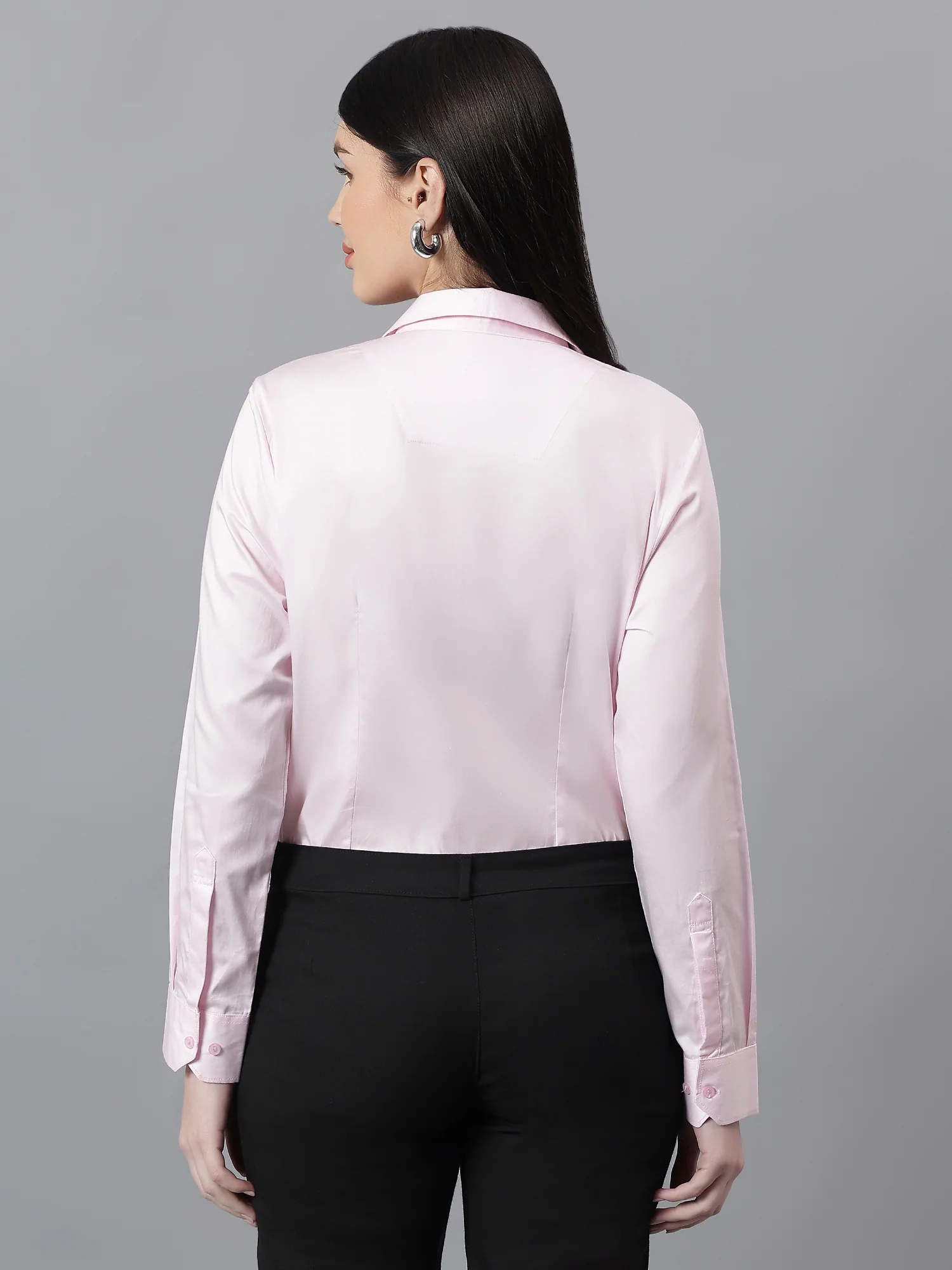 Pink Spread Collar Full Sleeve Formal Shirt for Women - Image 4
