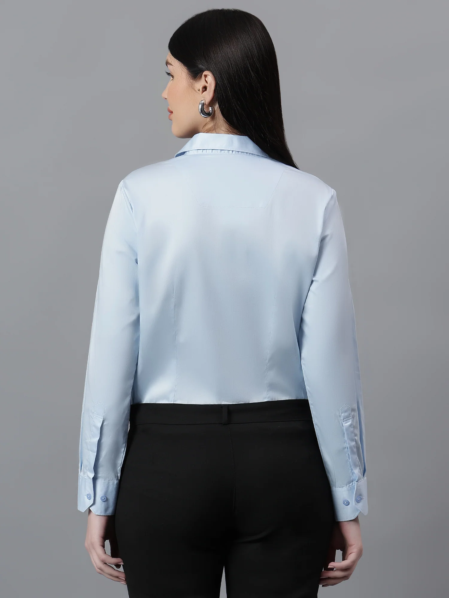 Women Sky Blue Formal Shirt | Spread Collar - Image 4