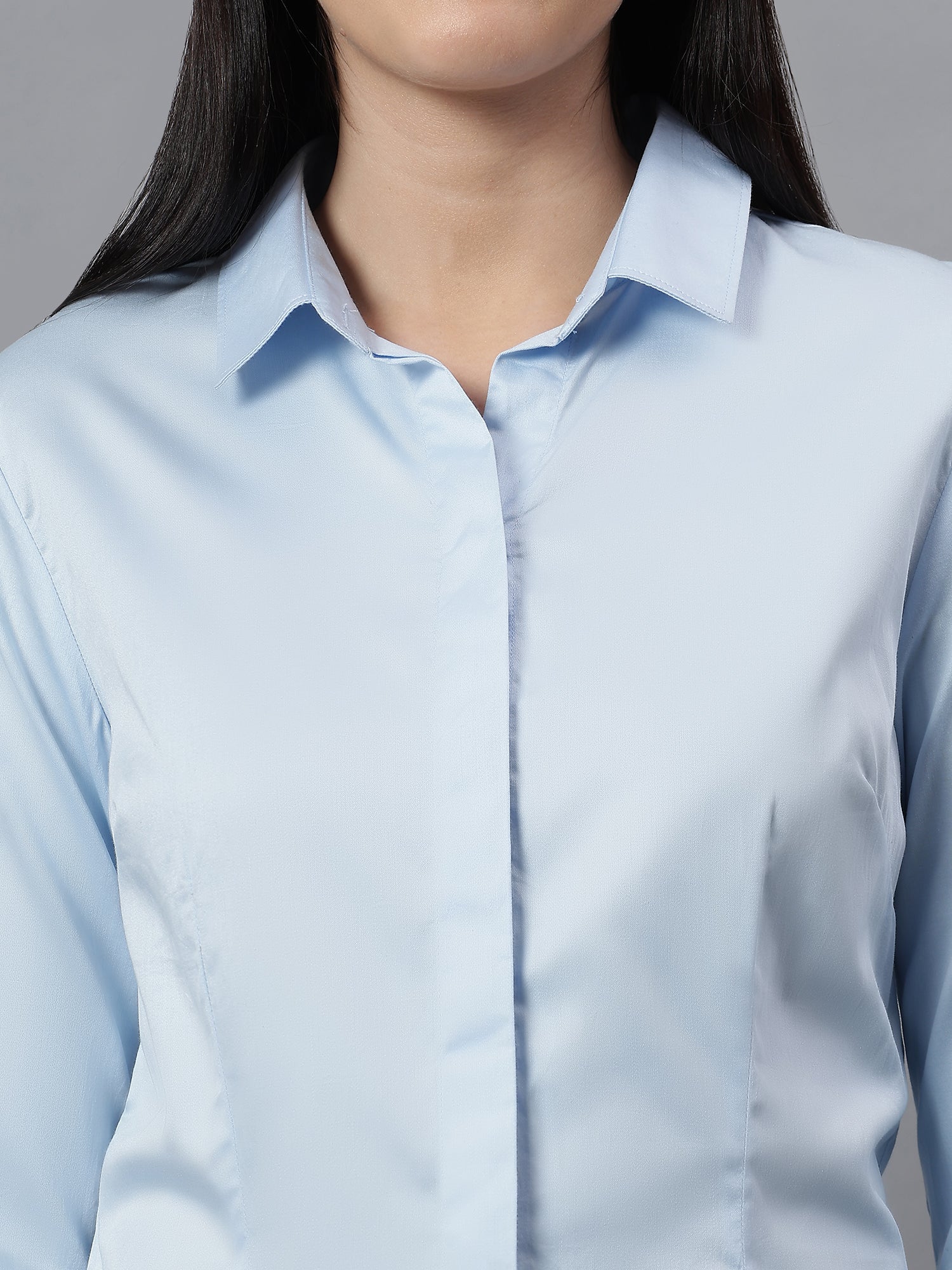 Women Sky Blue Formal Shirt | Spread Collar - Image 5