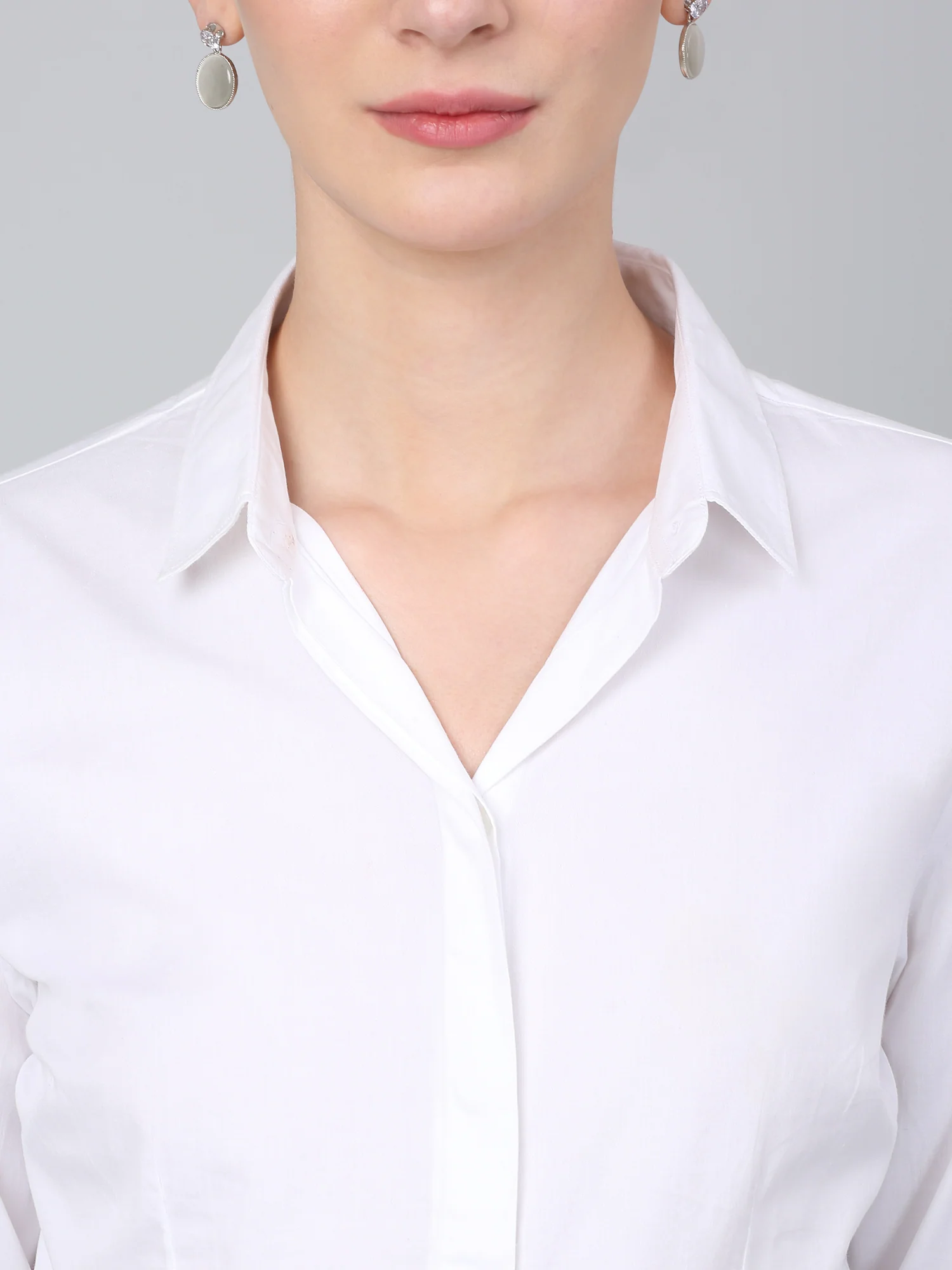 Cantabil Women’s White Solid Formal Shirt | Office Wear - Image 5