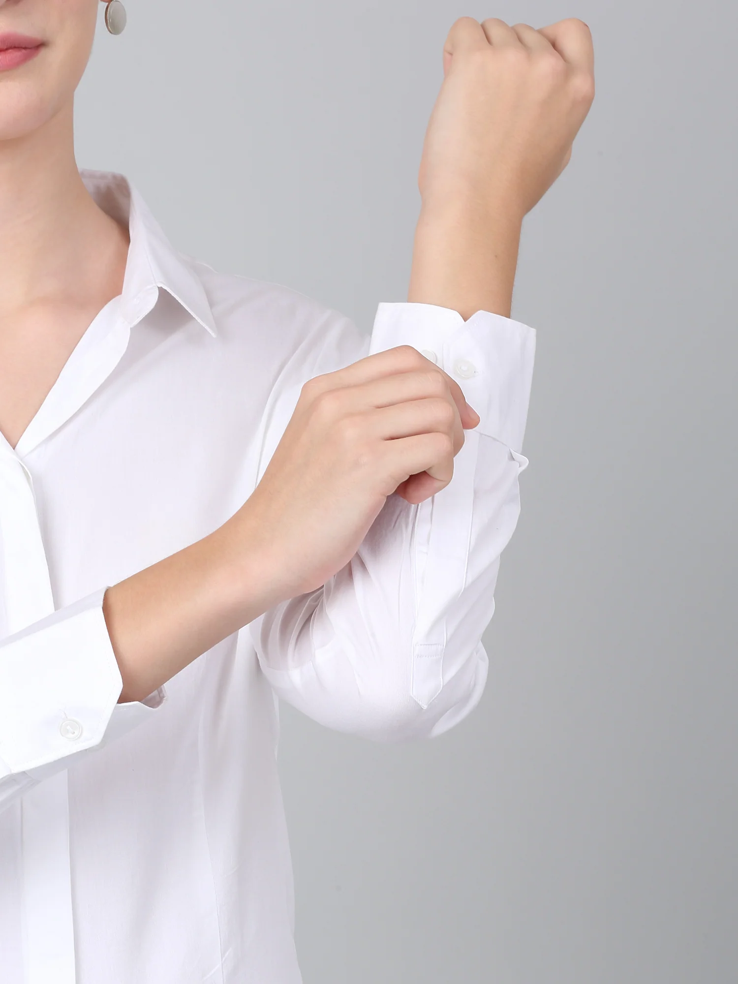 Cantabil Women’s White Solid Formal Shirt | Office Wear - Image 6
