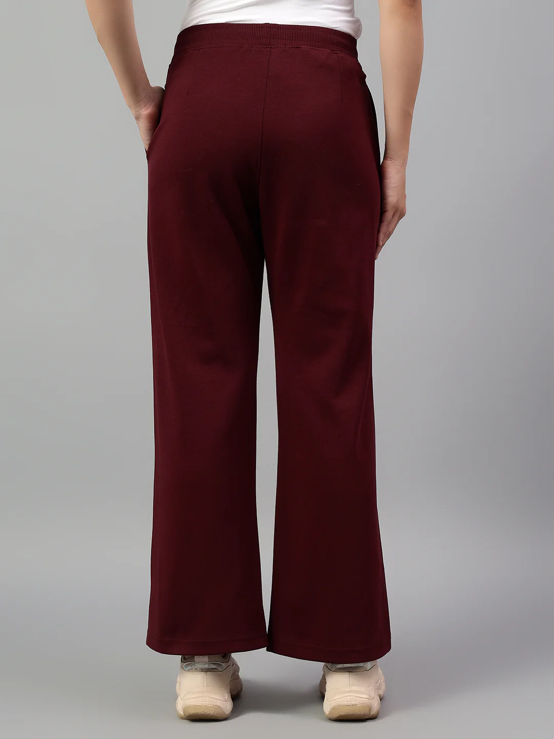 Women's Wine Solid Casual Winter Trouser - Image 5